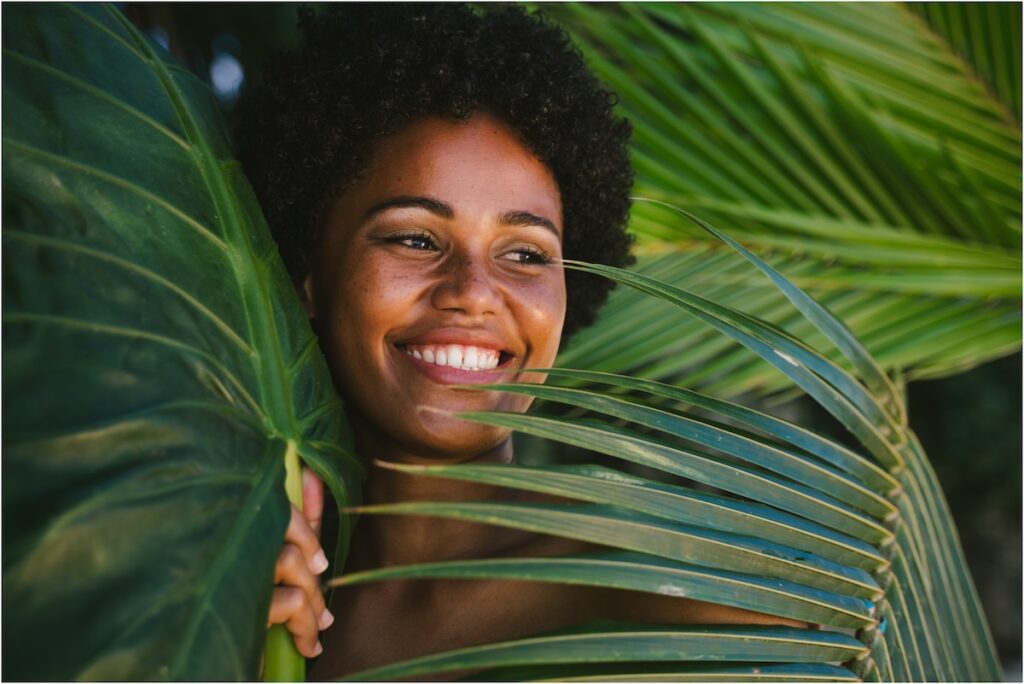 A beautiful Fijian girl in the jungle, branding for Fiji miracle oil: Lula's Fiji