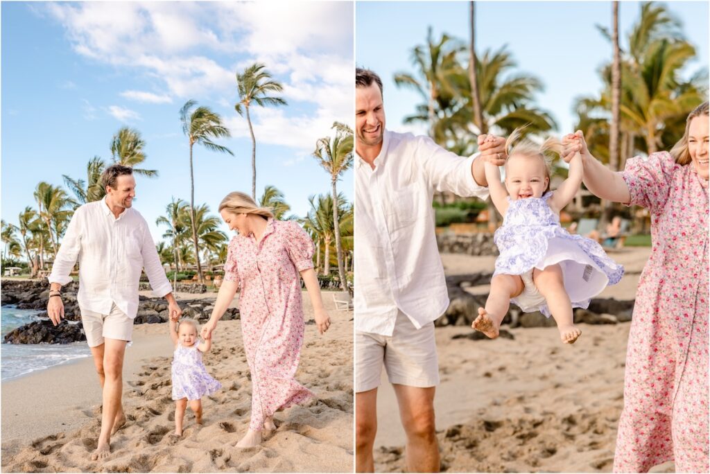 family on beach