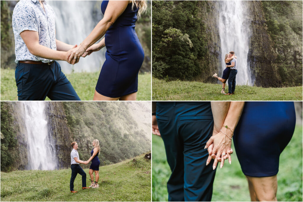 various views of newly engaged couple