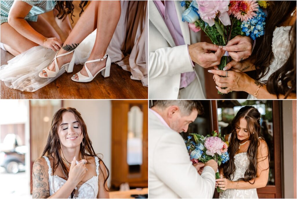 bride getting ready at her Holualoa Inn wedding